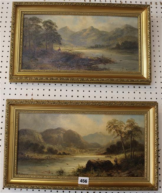H. Williams (19th century), Landscapes with figures, oil on canvas, a pair